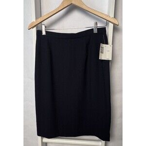 Liz Claiborne Classic Pencil Skirt NEW Womens 8 Navy Blue Lined Back Vent 23 in